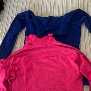 Under Armour Blue and Pink Performance Tops compression heat gear
